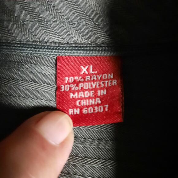 REUNION GREEN MEN'S XL SHIRT COLLAR BUTTON UP LONG SLEEVE DRESS WORK CASUAL‎ - Picture 7 of 7